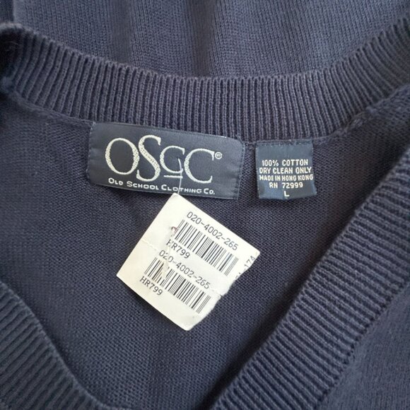 OSCC Old School Clothing Co. Womens Argyle Sweater Vest Navy Large V-Neck New - Picture 3 of 6
